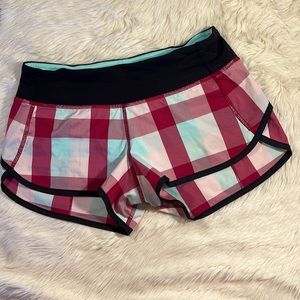 Lululemon Speed Shorts, Plaid, Size 2
